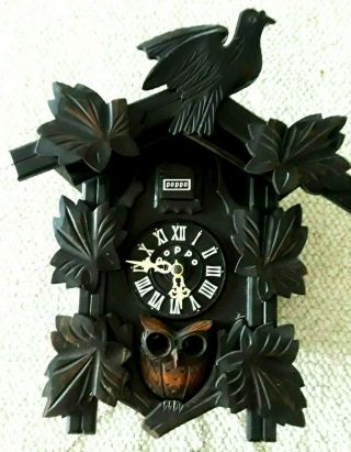 Poppo Cuckoo Clock Made In Japan,  By Tezuka Clock Co.  Owl Has Moving Eyes