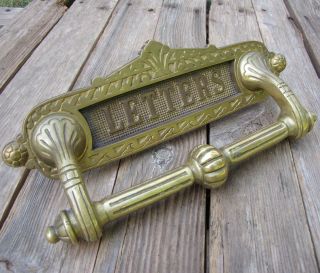 Brass Letter Box Plate With Door Pull Handle / Mail Slot Mailbox
