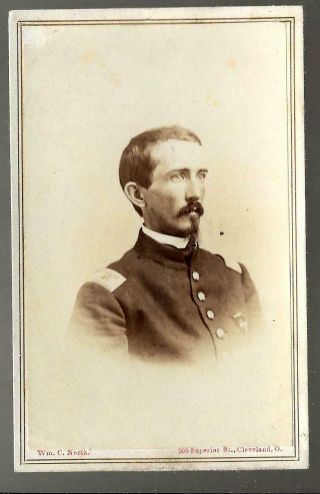 Civil War Era Cdv Union Officer With Corps Badge From Cleveland Ohio