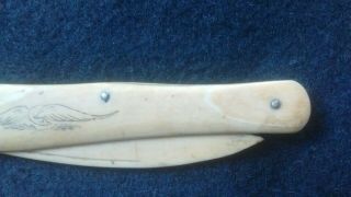 L@@K.  UNUSUAL ANTIQUE FRUIT KNIFE CARVED BONE WITH PICTURE OF A SWAN ON. 3