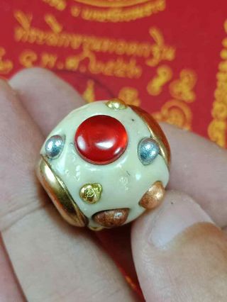 Takrut Healing Leklai Lp Somporn Red Gem Holy Magic Good Health Luck Thai Amulet