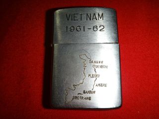 Vietnam War Vintage Year 1961 Zippo Lighter Vietnam 1961 - 62 Map Of South Vietnam