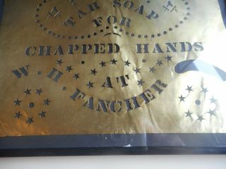 Large Antique Brass Advertising Box Stencil.  Rare 