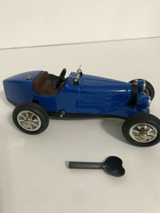 Vintage Schuco Bugatti 35b Studio Iv Blue Wind Up Car With Key Made In Germany