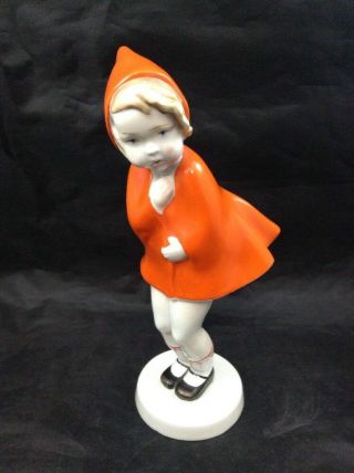 Vintage Metzler Ortloff Little Red Riding Hood Figurine Hand Painted In Germany
