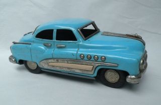 1951 Vintage Japan Yonezawa Blue Buick Friction Tin Toy Car
