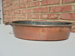 Old Antique Dovetailed Handmade Tin Lined Copper 1 - Handled Roaster Heavy