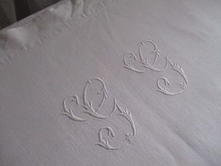 Antique French Monogrammed Trousseau Sheet Metis Linen Large 185 x 296 cm.  GG 4