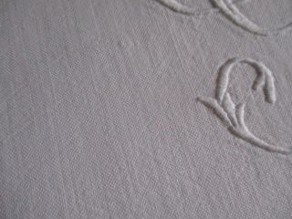 Antique French Monogrammed Trousseau Sheet Metis Linen Large 185 x 296 cm.  GG 5