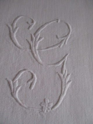 Antique French Monogrammed Trousseau Sheet Metis Linen Large 185 x 296 cm.  GG 7