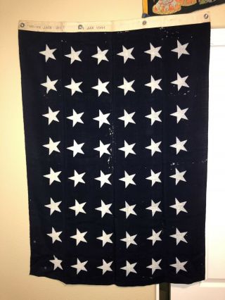 WW2 48 Star US Navy MARE ISLAND UNION JACK FLAG NO.  7,  January 1944 WWII 34x50 2