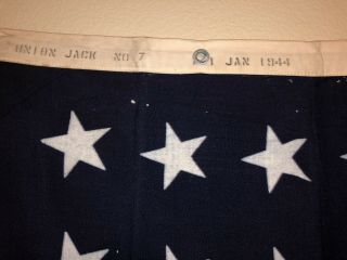 WW2 48 Star US Navy MARE ISLAND UNION JACK FLAG NO.  7,  January 1944 WWII 34x50 7