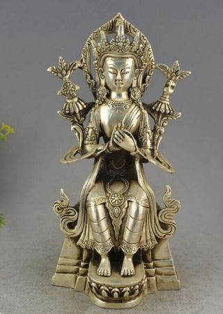 Tibet Buddhism Silver Seat Tara Kwan - Yin Guan Yin Bodhisattva Goddess Statue