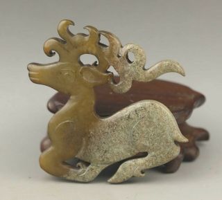 Chinese old natural hetian jade hand - carved deer pendant 2.  3 inch 5