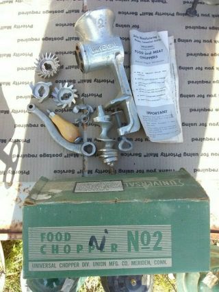 Vintage Universal No.  2 Hand Crank Meat Grinder Food Chopper