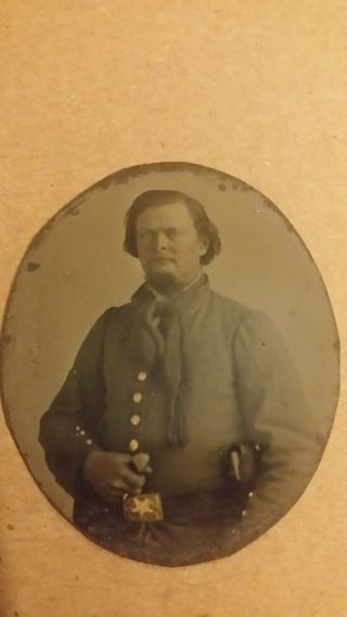 Rare Civil War Texas Regiment Confederate Officer Tin Type Photo