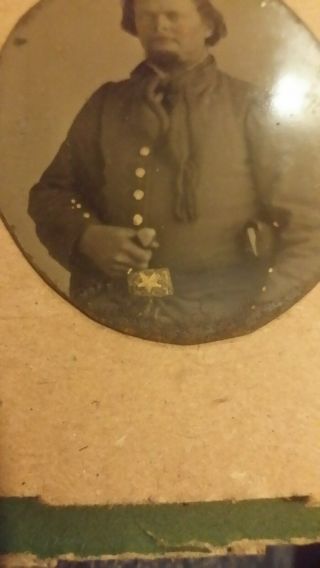 Rare Civil War Texas Regiment Confederate Officer Tin Type Photo 2