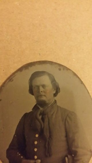 Rare Civil War Texas Regiment Confederate Officer Tin Type Photo 3