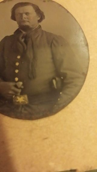 Rare Civil War Texas Regiment Confederate Officer Tin Type Photo 4
