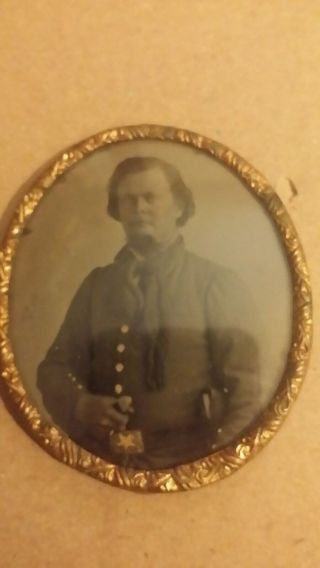 Rare Civil War Texas Regiment Confederate Officer Tin Type Photo 6