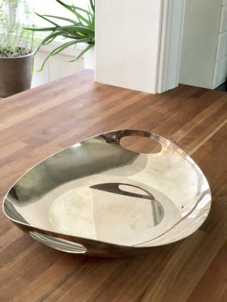 Vintage 1960s Mod Century Sculptural Bowl Made Denmark Silver Plate Mcm Estate