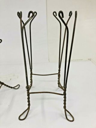 2 Vintage TWISTED WIRE TABLE BASES legs metal ice cream parlor rustic 40s side 2