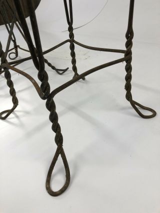 2 Vintage TWISTED WIRE TABLE BASES legs metal ice cream parlor rustic 40s side 3
