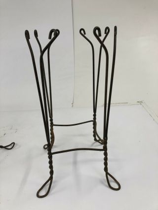 2 Vintage TWISTED WIRE TABLE BASES legs metal ice cream parlor rustic 40s side 4