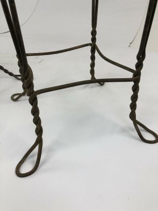 2 Vintage TWISTED WIRE TABLE BASES legs metal ice cream parlor rustic 40s side 6