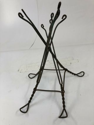 2 Vintage TWISTED WIRE TABLE BASES legs metal ice cream parlor rustic 40s side 7