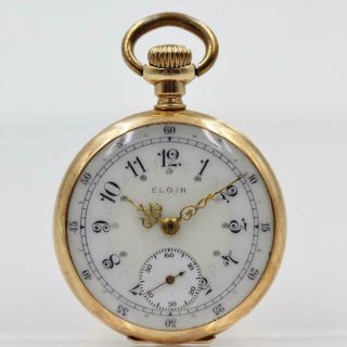 1906 Elgin 14k Solid Gold Fancy Dial 7j 0s Model 3 Grade 324 Pocket Watch