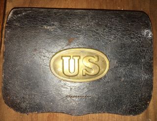 U.  S.  Civil War Leather Cartridge Ammo Pouch Us W Plate/buckle