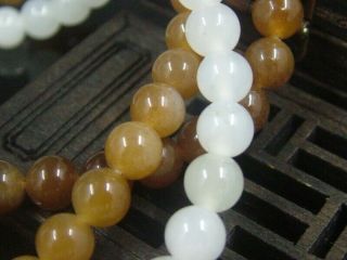 Chinese Antique Celadon Nephrite Hetian - Jade 6MM bead Necklace Pendant 5