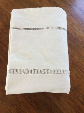 Ornate Vintage French Sheet With Embroidery And Drawn Thread Work