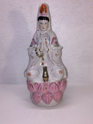 Vintage Guanyin Kwan Yin Hand Painted 10 " Praying Porcelain Figurine Statue