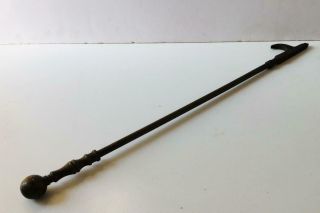 Antique Vintage Brass & Iron Fireplace Poker Round Ball Spindle Handle