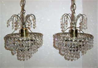 Stunning,  Vintage Chandelier W/tons Of Prisms,  2 Available,  Waterfall Lamp