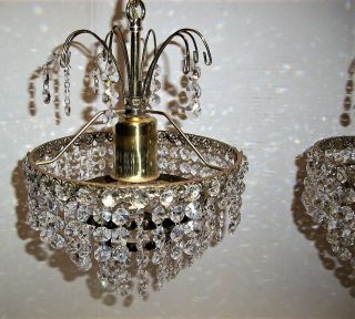 Stunning,  Vintage Chandelier w/tons of Prisms,  2 Available,  Waterfall Lamp 2