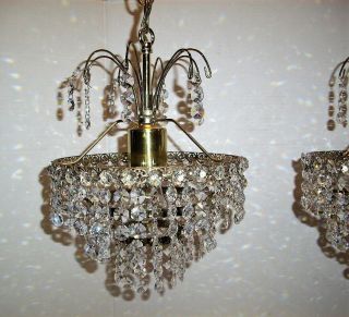 Stunning,  Vintage Chandelier w/tons of Prisms,  2 Available,  Waterfall Lamp 3