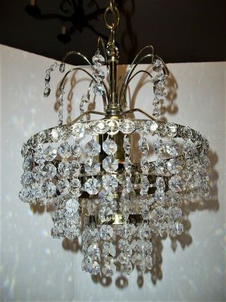 Stunning,  Vintage Chandelier w/tons of Prisms,  2 Available,  Waterfall Lamp 4