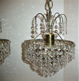 Stunning,  Vintage Chandelier w/tons of Prisms,  2 Available,  Waterfall Lamp 5