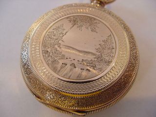 Spectacular 1887 Waltham 14k Solid Gold Hunting Case Antique Pocket Watch