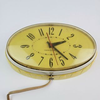 Mid - Century General Electric Yellow Oval Wall Clock (but Not Well)
