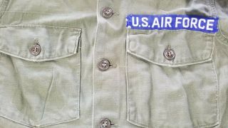 US military Shirt Cotton Sateen OG 107 Vintage 1960 ' s US Air Force 15 1/2 x 35 3