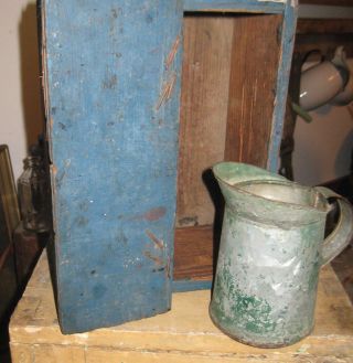 Wonderful Antique Primitive Cupboard,  Box Best Old Blue Paint Aafa Nr