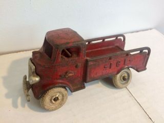 Arcade Cast Iron Ice Delivery Truck Antique 6 3/4 " 1930 Farm Toy White Wheels