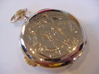 MAGNIFICENT 18k SOLID GOLD UTI OVERSIZED ¼ hr REPEATER REPOUSSE CASE 58mm RUBY 6