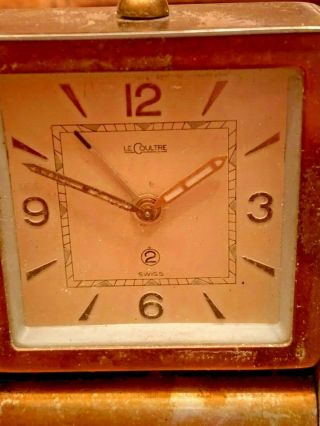 Vintage Le Coultre Lecoultre Brass And Glass 8 Day Fold Up Travel Alarm Clock