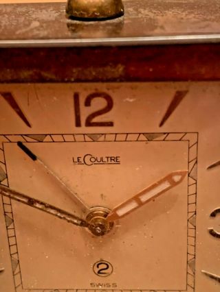 Vintage Le Coultre Lecoultre brass and glass 8 day fold up Travel alarm Clock 3