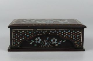 Chinese Exquisite Handmade flower bird mother - of - pearl lacquerware box 5